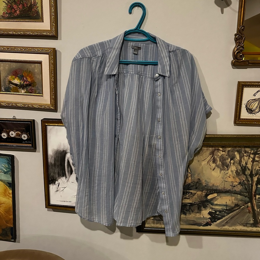 🔥SALE🔥 Aerie Light Blue Striped Casual Shirt